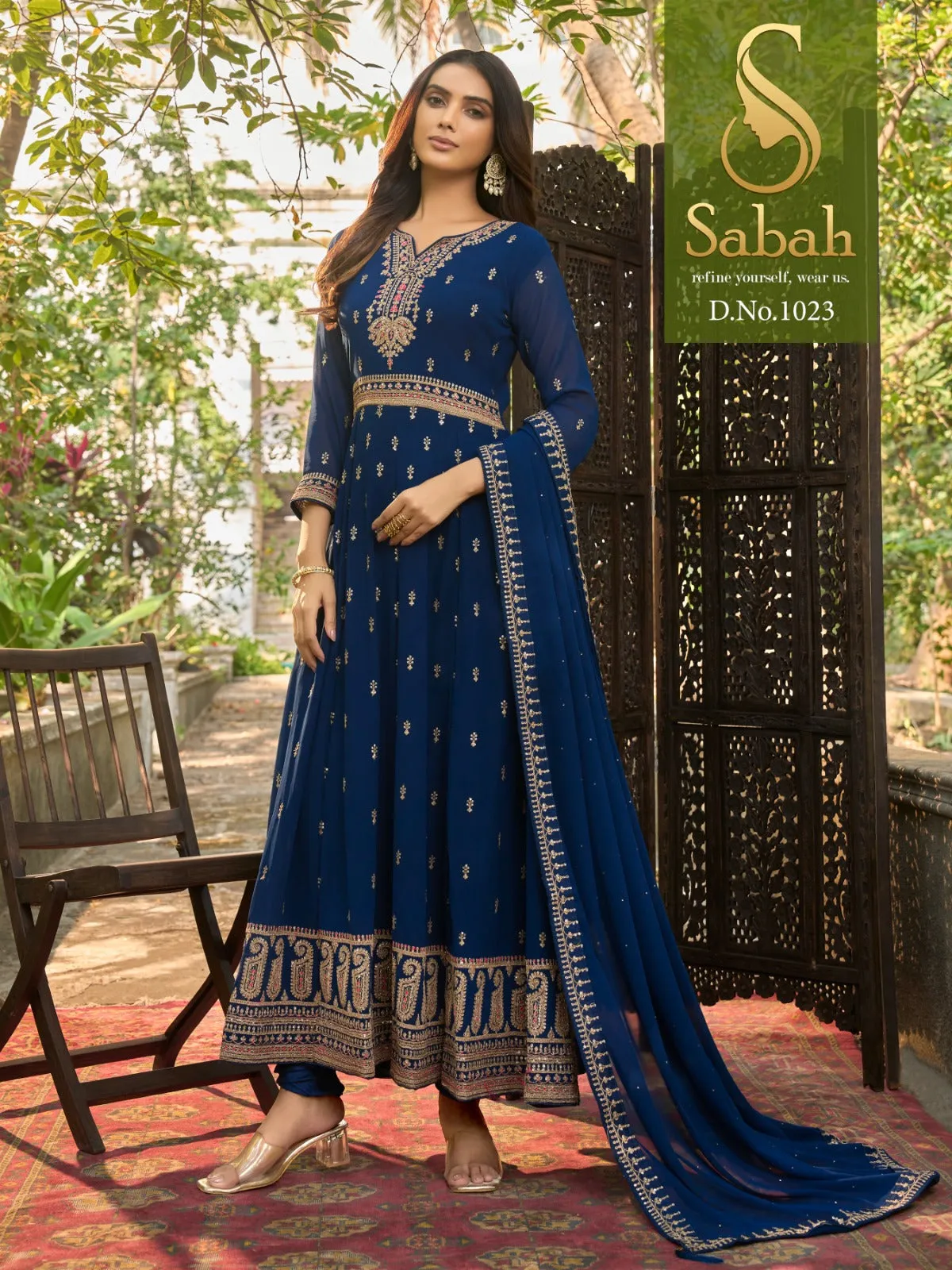 Blue Georgette Embroidered Anarkali Suit