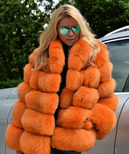 Elegant Mid Length Faux Fur Coat