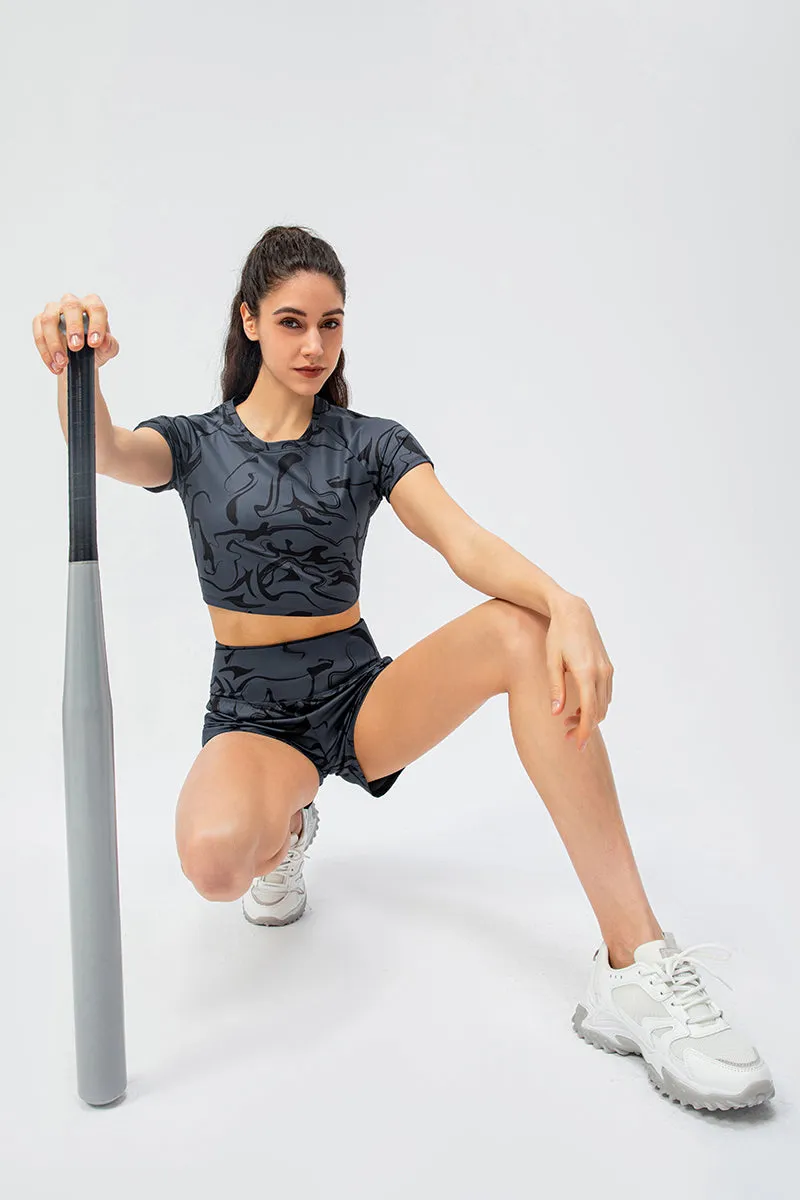 High-Rise Printed Athletic Shorts
