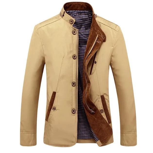 Men's Autumn Casual Slim Fit Trench Coat With Stand Collar