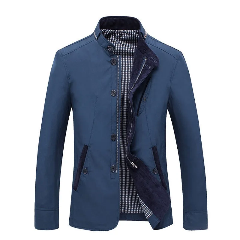 Men's Autumn Casual Slim Fit Trench Coat With Stand Collar