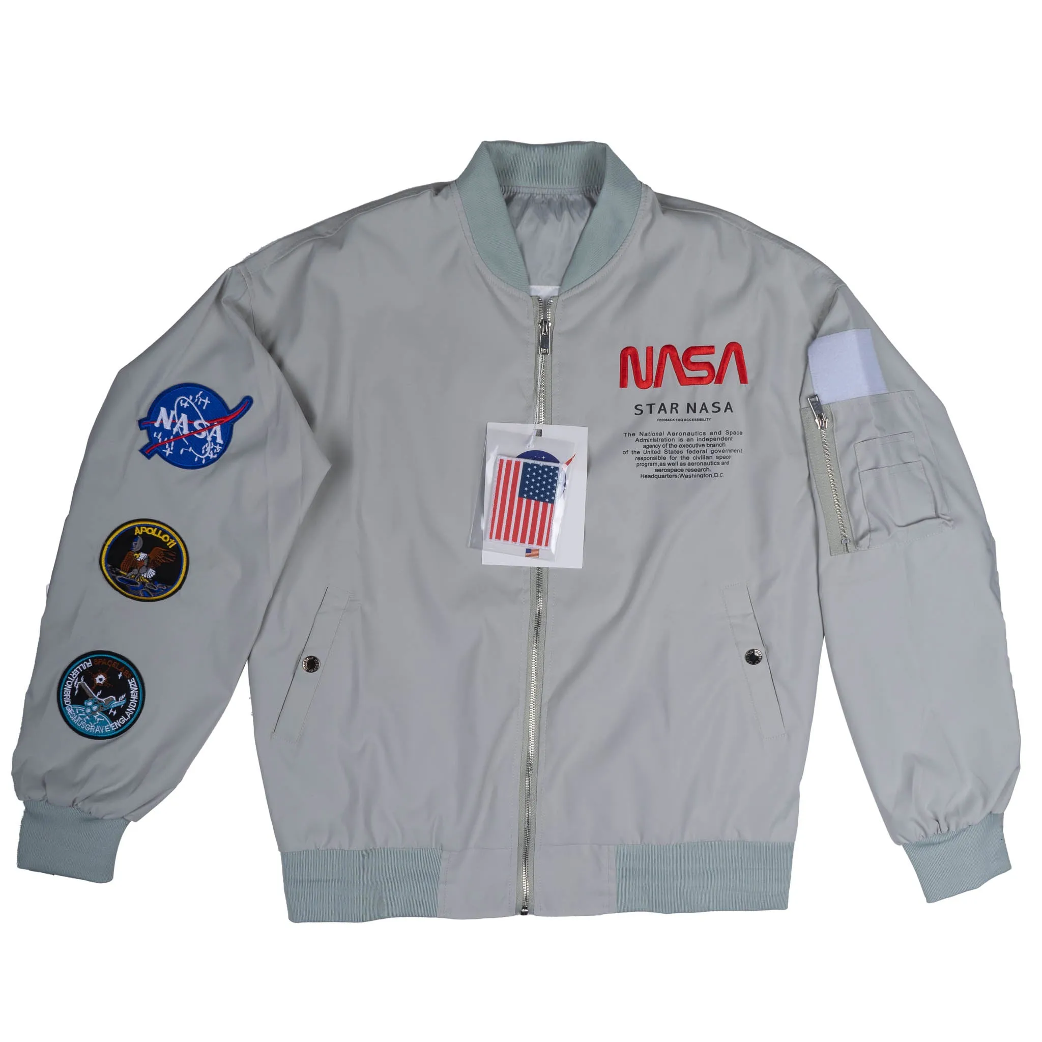 NASA ZIP-UP BOMBER JACKET GREEN - NASA002
