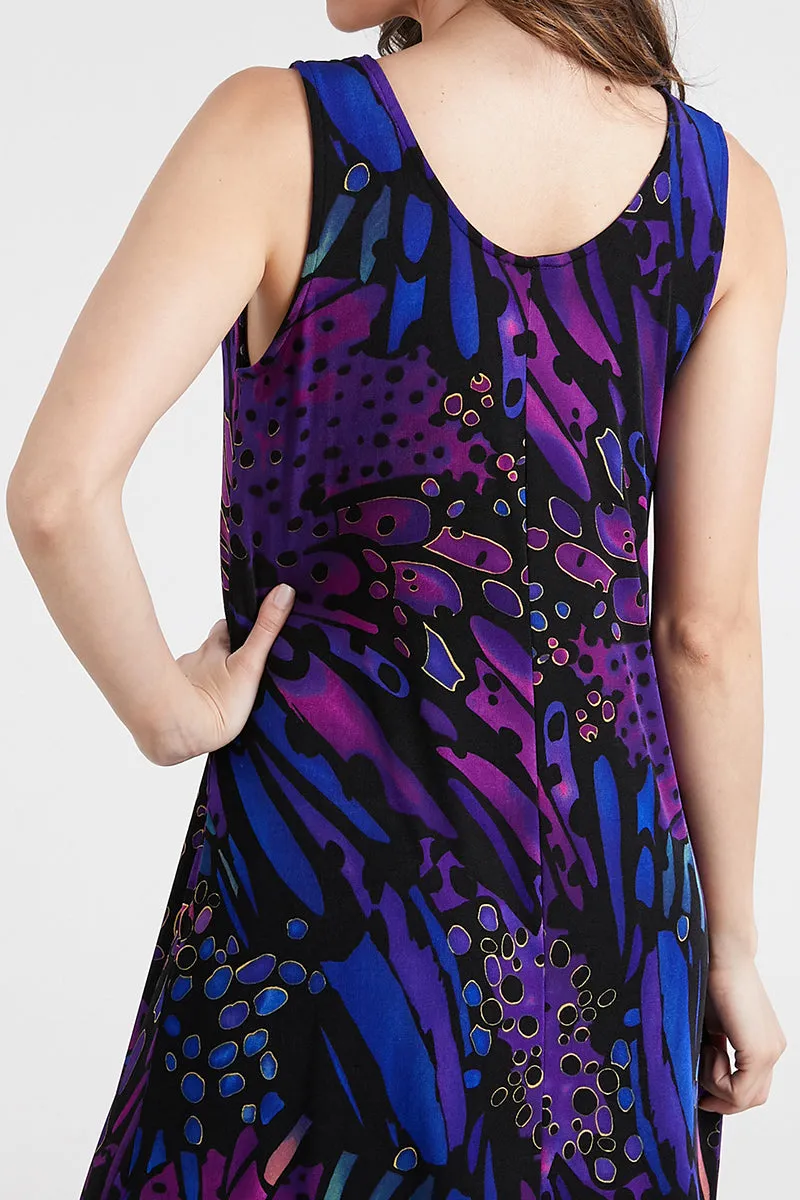 Plus Size Print Stretchy Tank Long Dress-7000BN-TXP1-W207