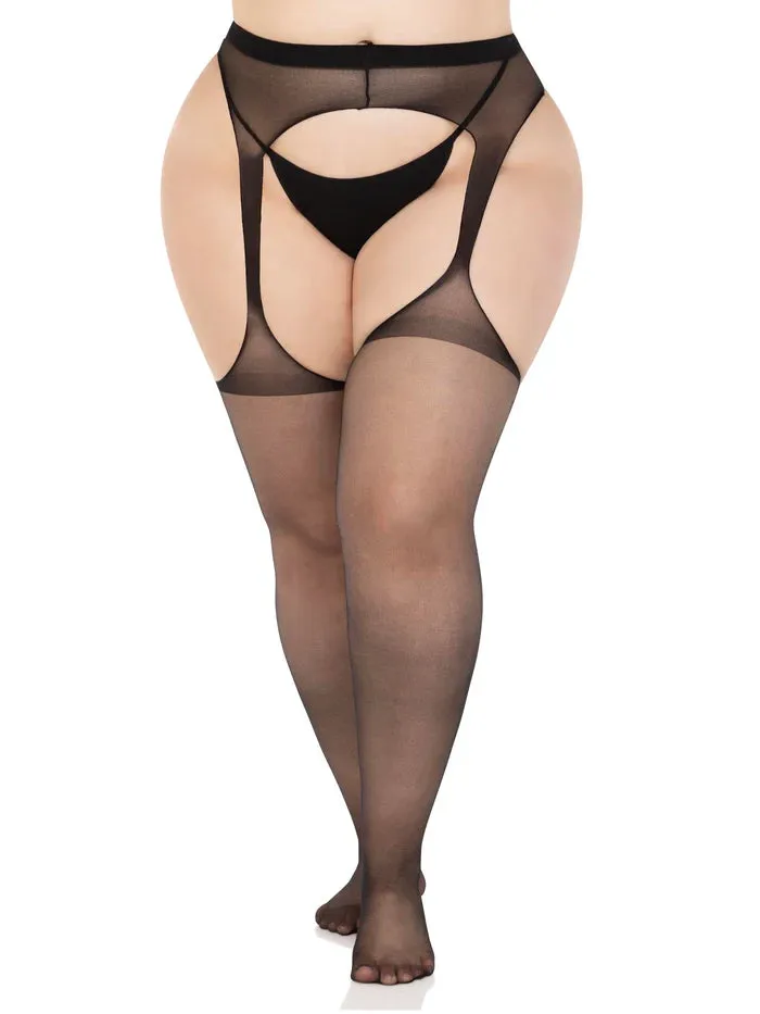 Plus Size Sheer Suspender Pantyhose 1901q