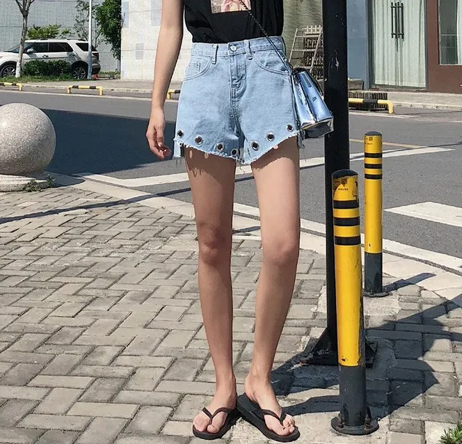 Women's Summer Slim Wide Denim Shorts | Plus Size